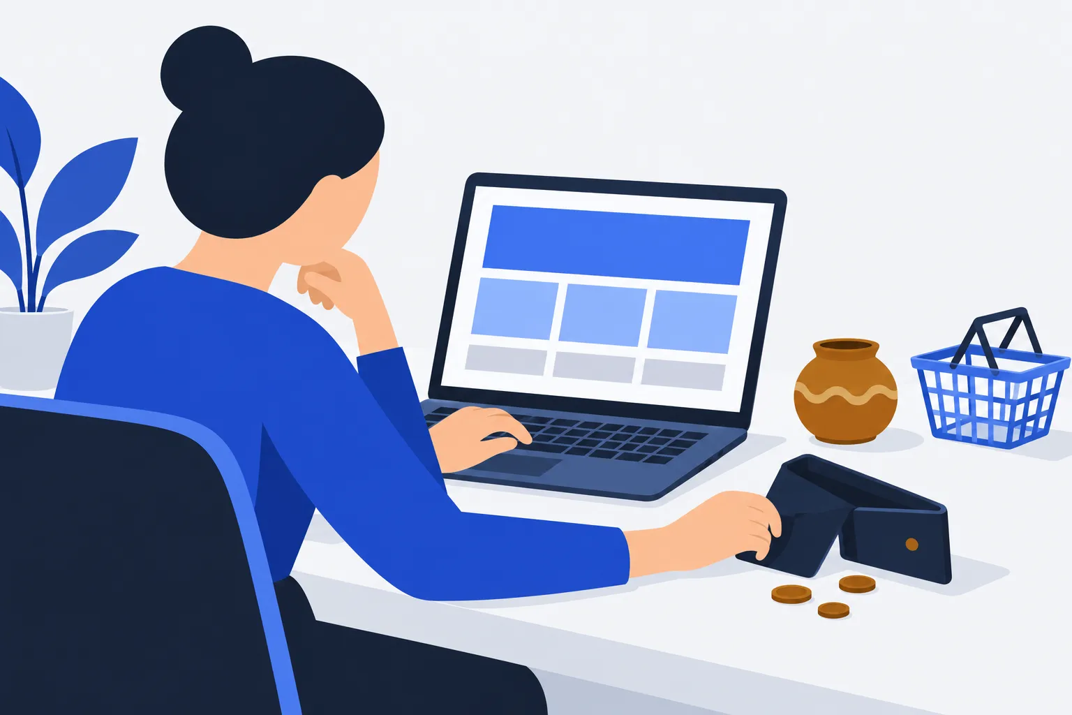 Un entrepreneur prépare son site professionnel en évaluant les fonctionnalités et son budget.
