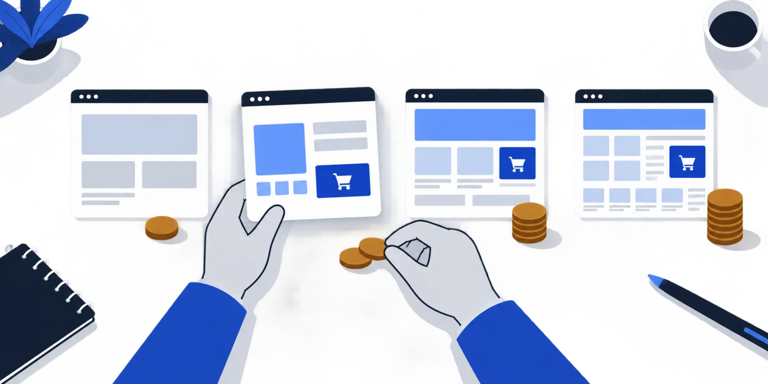 Comparaison de quatre forfaits selon leur coût et leurs fonctions, avec une première option sans boutique en ligne.