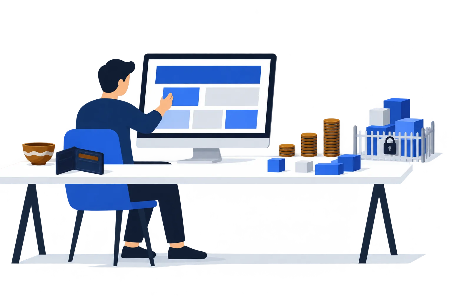 Un entrepreneur crée son site, entre budget disponible, fonctionnalités et limites des formules.